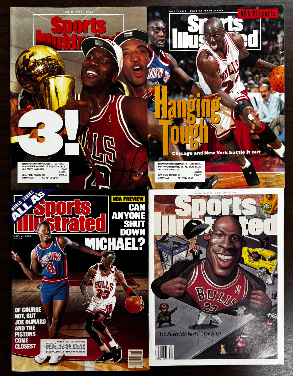 Lot of 4 Sports Illustrated Michael Jordan Magazines 