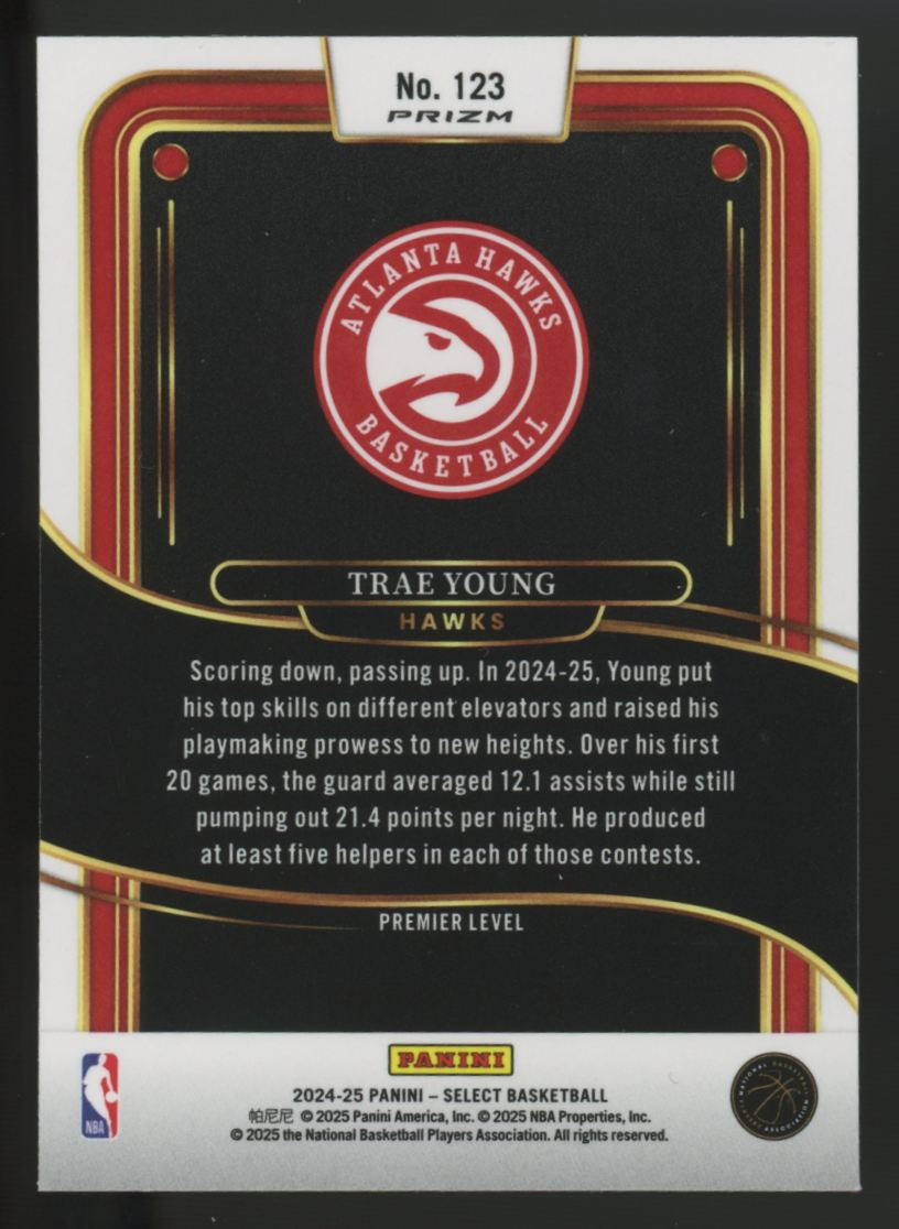 2024-25 Panini Select Trae Young Premier Level Zebra Prizm SSP