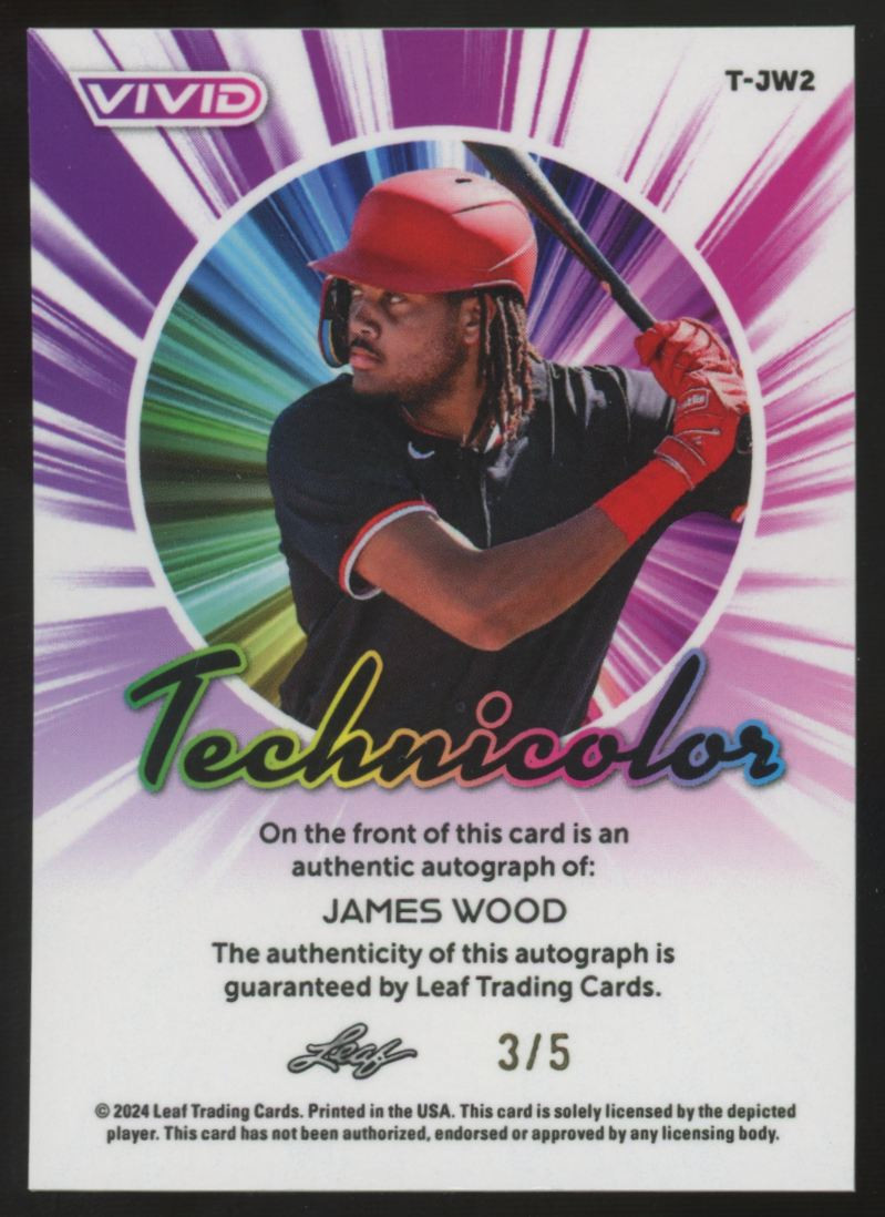 2024 Leaf Vivid James Wood Technicolor Auto /5 #T-JW2 - Legends