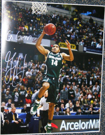 Gary Harris Michigan State Spartans NCAA 16x20 Inscribed Autographed Photograph - Green Jersey