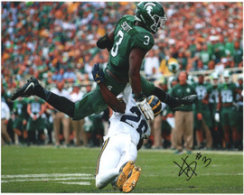 LJ Scott Autographed MSU Michigan State Spartans 11x14 VS. UM Photo Auto ~ w/COA