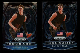 2020-21 Panini Prizm Draft Picks #83 LaMelo Ball Crusade 2 Card Lot - 1 Prizm Error