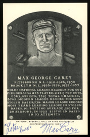 Max Carey Signed Autographed Artvue Hall Of Fame Post Card JSA LOA