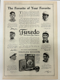 1910's Collier's Tuxedo Tobacco Ad w/ Mathewson Jennings Lajoie