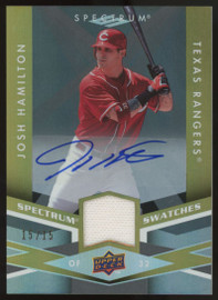 2009 UD Spectrum Josh Hamilton Swatches Patch Auto /15 #SS-JH