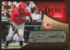 2007 Exquisite Josh Hamilton Game Dated Debut RC Auto /5 #GDD-JH