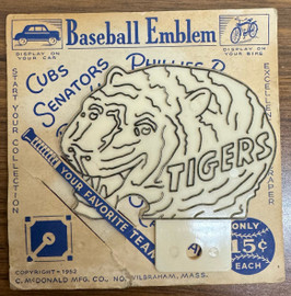 1952 Detroit Tigers Baseball Team Emblem in Package