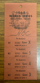 1968 World Series Tiger Stadium TV Radio Media Ticket Unused "B"