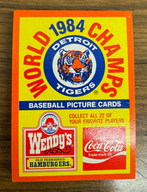 1984 Topps Wendy's Coca Cola Detroit Tigers World Champs Team Set (23)