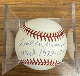 Cecil Travis Signed Autographed Rawlings OAL Baseball Inscribed JSA