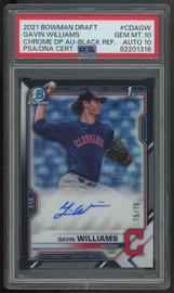 2021 Bowman Draft Chrome Gavin Williams 1st Auto Black /75 #CDA-GW PSA 10 10