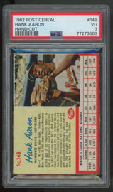 1962 Post Cereal Hank Aaron #149 PSA 3