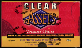 1996 Classic Clear Assets Premiere Edition Box 36 Packs Factory Sealed