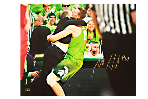 Matt Costello Hugging Tom Izzo Autographed Horizontal 11x14 Photo