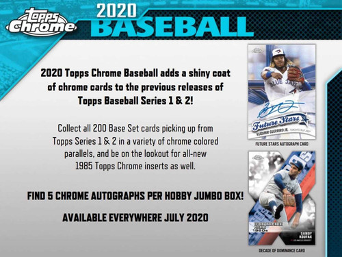 2020 Topps Chrome Baseball Hobby Jumbo Box