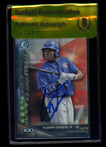 2017 Bowman Chrome Vladimir Guerrero Jr. Scouts Top 100 Auto BAS #BTP-97