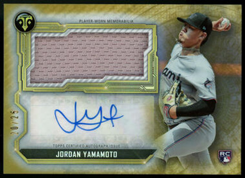 2020 Topps Triple Threads Jordan Yamamoto Gold RC Patch Auto RPA /25 #ASJR-JY