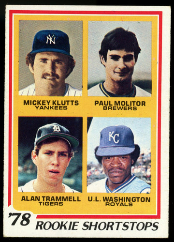 1978 Topps Rookie Shortstops w/ Alan Trammell & Paul Molitor RC #707 VG-EX