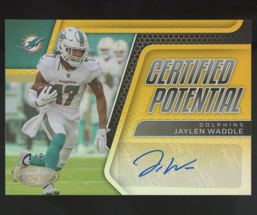 2022 Certified Potential Jaylen Waddle Auto Gold /8 #CPS-JW