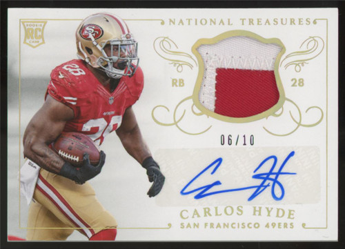 2014 Panini National Treasures Carlos Hyde RC Patch Auto /10 #MS-CH