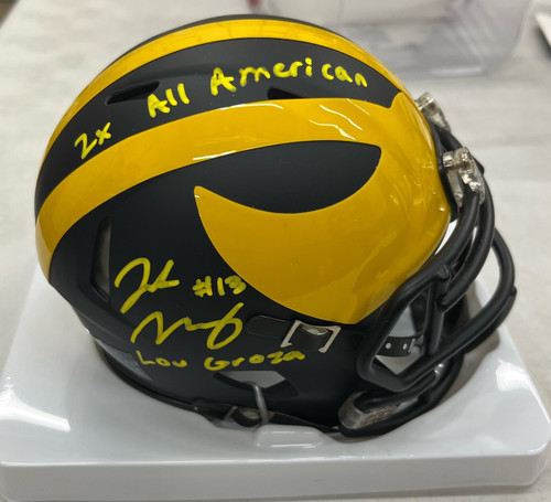 Jake Moody Signed Autographed Michigan Mini Helmet 2 Inscriptions