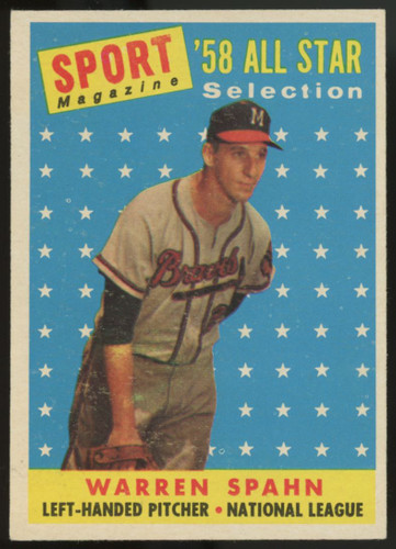 1958 Topps Warren Spahn AS #494 EX/MT