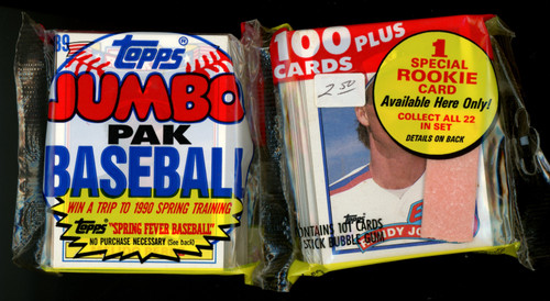 1989 Topps Baseball Jumbo Pack 100 Cards Randy Johnson RC on Front