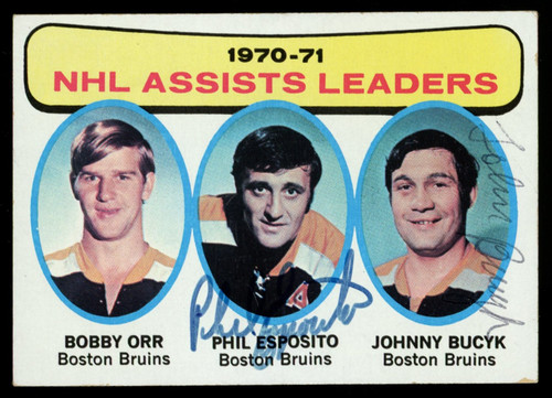 1971/72 Topps Phil Esposito/Johnny Bucyk Signed Autographed Card JSA