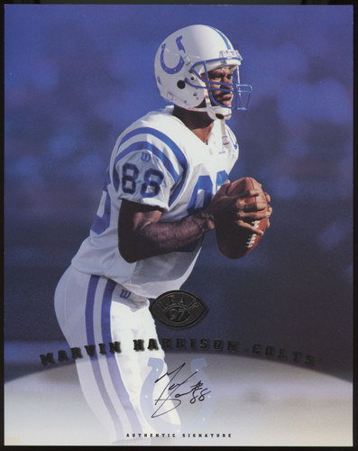 1997 Leaf Marvin Harrison 8x10 Photo Authentic Signature Auto