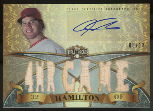 2013 Triple Threads Josh Hamilton 4 HR Game Bat Relic Auto /18 #TTAR-JHA1