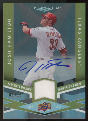 2009 UD Spectrum Josh Hamilton Swatches Patch Auto /15 #SS-JO