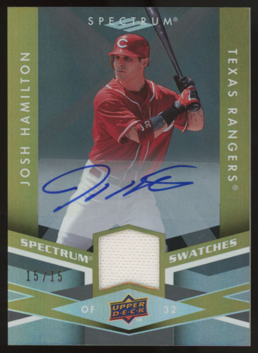 2009 UD Spectrum Josh Hamilton Swatches Patch Auto /15 #SS-JH