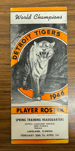 1946 Detroit Tigers Spring Training Player Roster