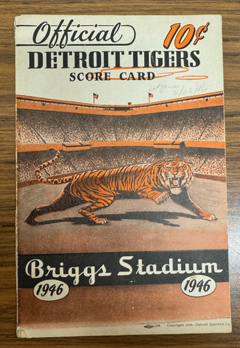 1946 Detroit Tigers vs Boston Red Sox Official Score Card