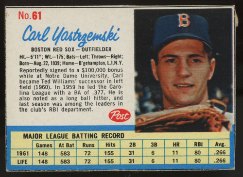 1962 Post Carl Yastrzemski #61 EX