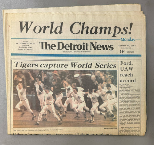 1984 Detroit Tigers World Series Lot of 2 Full Newspapers Detroit News + Free Press