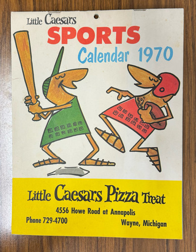 1970 Little Caesars Tasco Sports Calendar Tigers Lions Red Wings