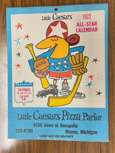 1972 Little Caesars Tasco All-Star Calendar Howe Kaline Butkus