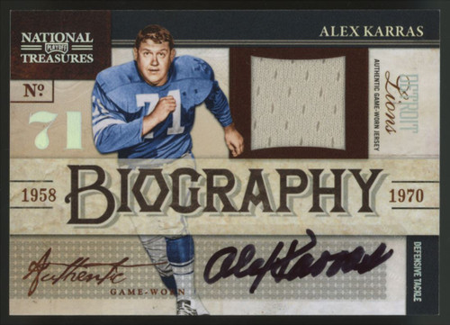 2009 National Treasures Alex Karras Biography Patch Auto /15 #1