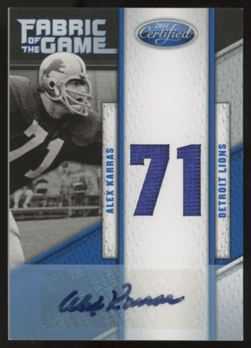 2011 Certified Alex Karras Fabric of the Game Patch Auto /25 #77 "B"