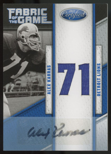 2011 Certified Alex Karras Fabric of the Game Patch Auto /25 #77