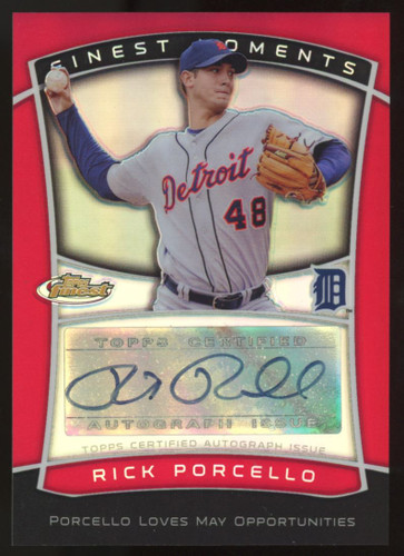 2010 Topps Finest Rick Porcello Moments Auto Red /25 #FMA-RP