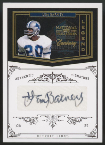 2011 National Treasures Lem Barney Legend Auto /25 #162 "B"