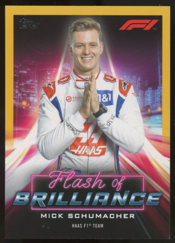 2022 Topps F1 Formula One Mick Schumacher Flash of Brilliance Gold /50 #FOB-MS