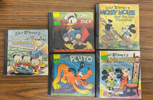 Vintage Walt Disney Whitman Book Lot of 5 Mickey Mouse Donald Duck Pluto