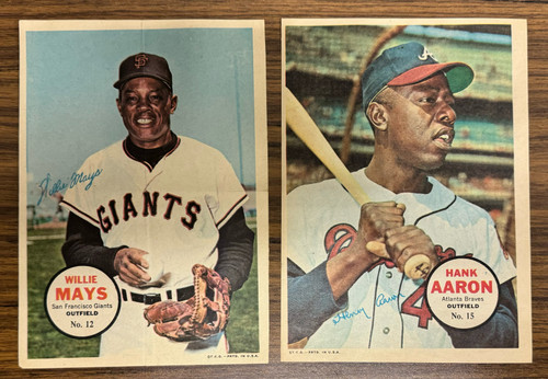 1967 Topps Baseball Pin-Up Posters Lot of 8 EX-EX/MT Mays Aaron