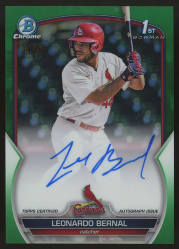 2023 Bowman Chrome Leonardo Bernal 1st Auto Green /99 #CPA-LB