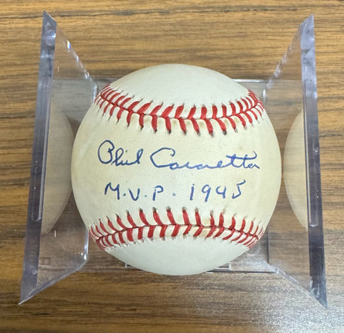 Phil Cavarretta Signed Autographed Rawlings ONL Baseball MVP Inscription JSA