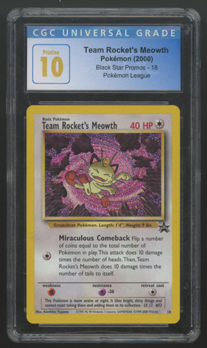 2000 Pokemon Team Rocket's Meowth Black Star Promo #18 CGC 10 Pristine