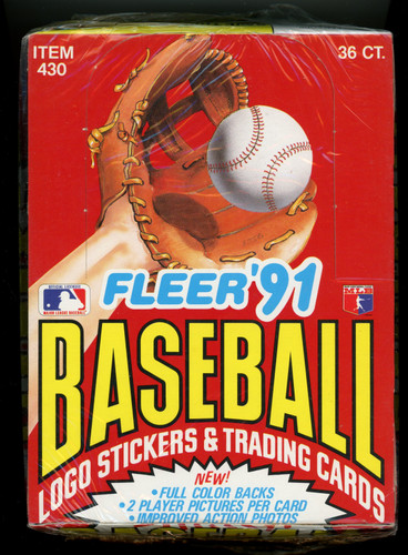 1991 Fleer Baseball Wax Box 36 Packs Sealed